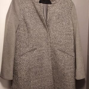 Kenneth Cole Gray Coat Faux Lambswool Snap Closure Adj Collar Sz XL